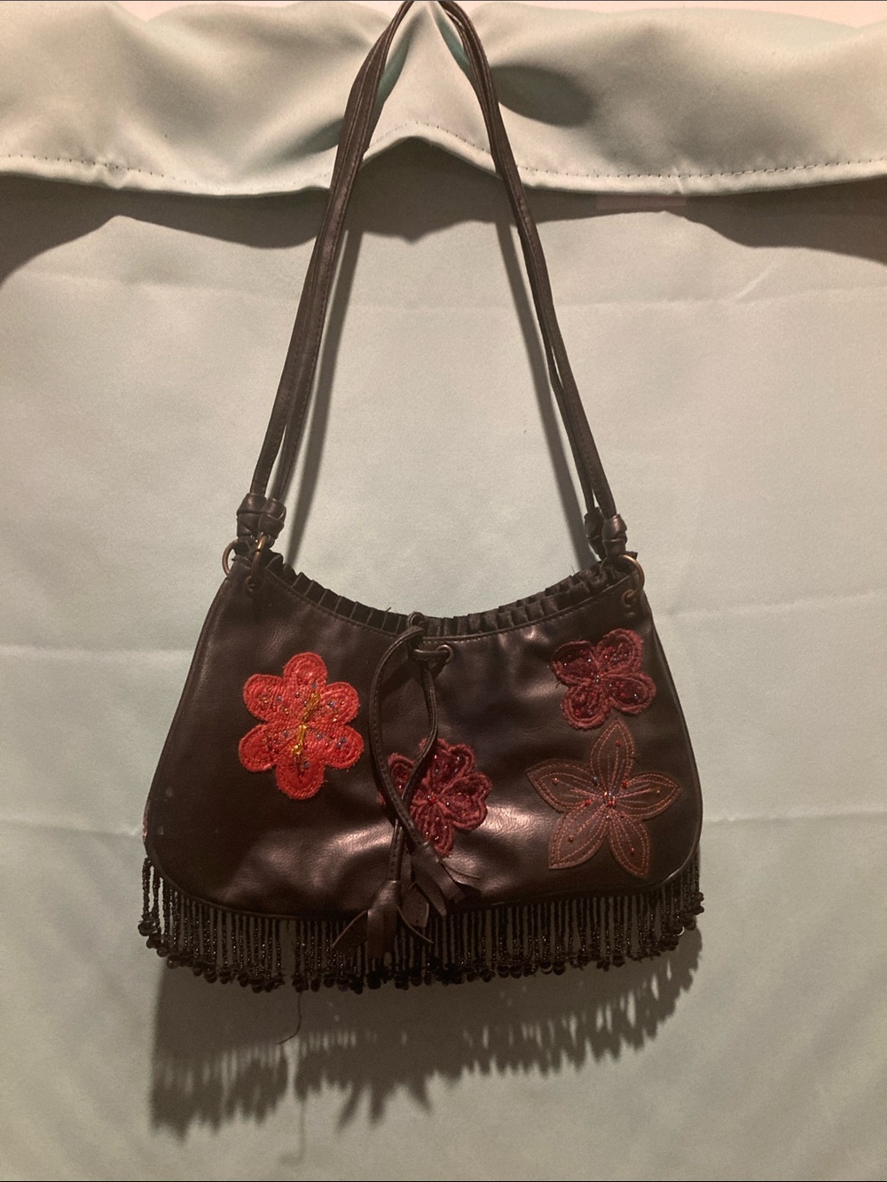 Express Black with Pink and Purple Flowers Shoulder bag